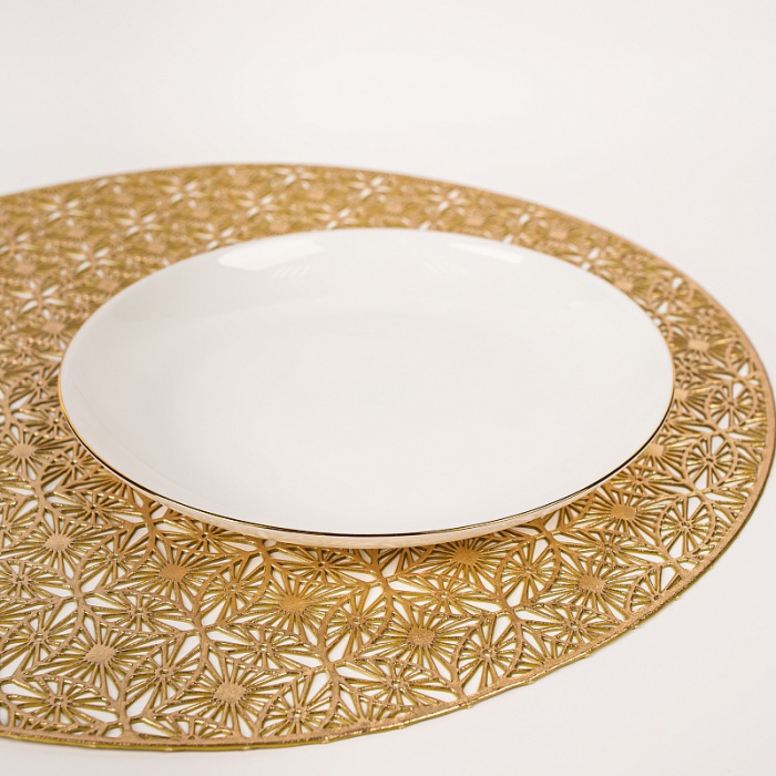 Тарелка "Элегантность-Золотой ободок (ELEGANCE Golden Rim)" PO-195-GRE (19,5см) десертная  6/30шт.