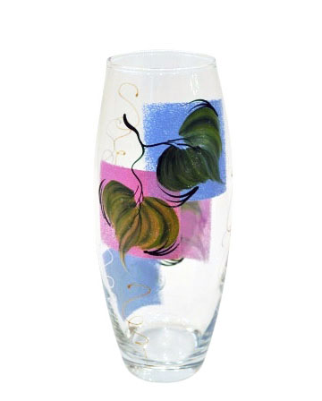 Ваза стекл. Д24-07 (роспись)     1/6шт.