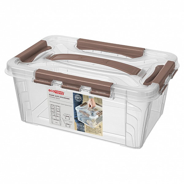 Ящик универсальный "Grand Box" B3200114 (4,2л) с замками и ручкой    1/12шт.   