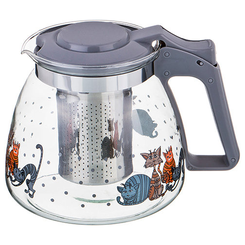 Чайник заварочный 885-021 с фильтром "Коты" (900мл)   1/36шт.