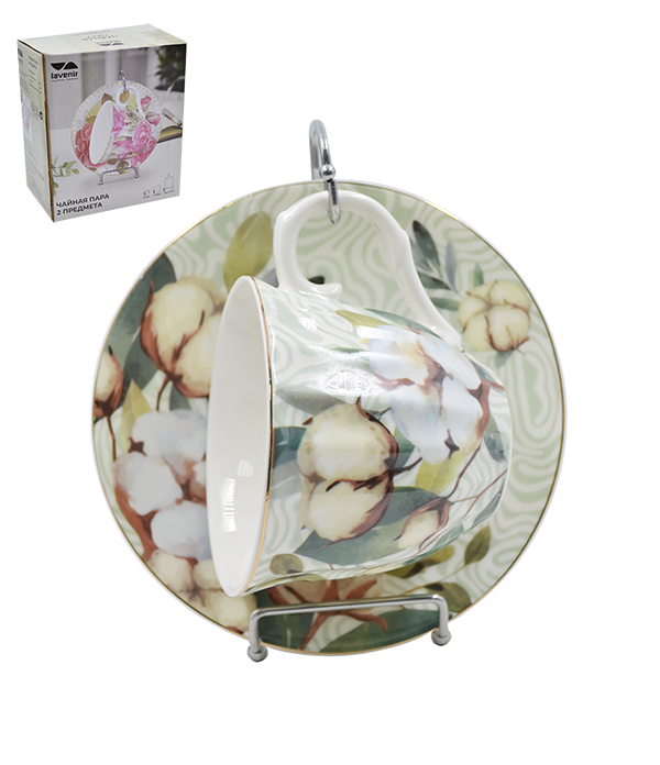 Чайная пара на подст. (2 пр.) Lavenir 220 мл, 13 см C03-313 2M фарфор  1/36шт.