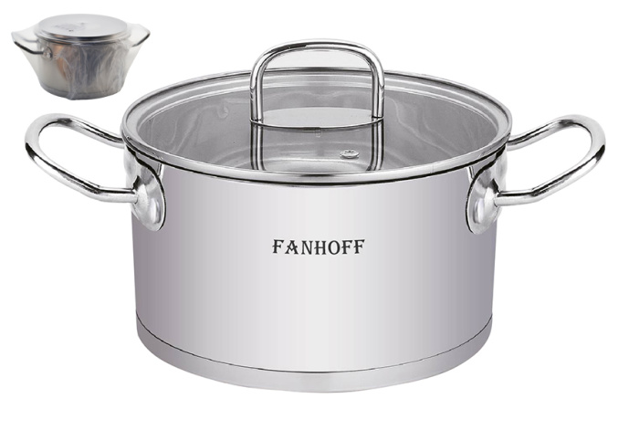 Кастрюля Fanhoff "Karen" 6,0 л, 25,5*13,5 см FH-441-25 нержавеющая сталь      1/6шт.