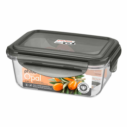 Контейнер герм. с клапаном "OPAL" B3146613 (0,45л) прямоуг.     1/12шт.