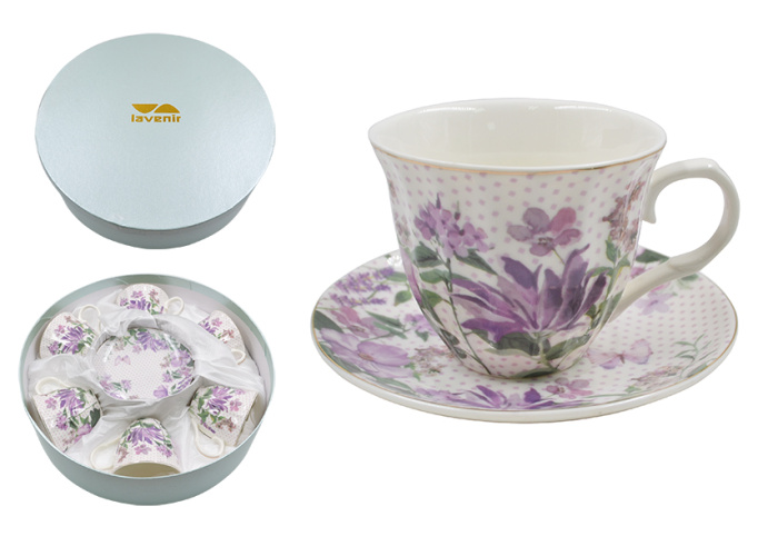 Набор в круглой коробке (12 пр.) Lavenir 220 мл, 13,5 см, C03-192 12G фарфор      1/8шт.