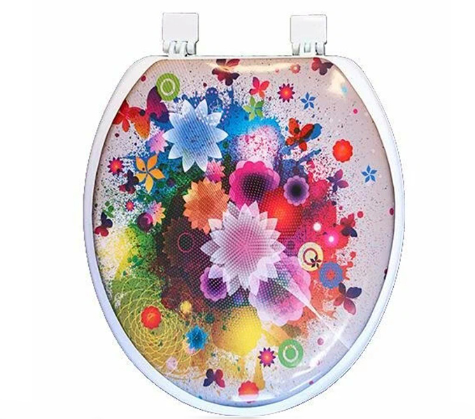 Сиденье для унитаза мягкое Океан 103-311-01-B3 бел. с/рис Цветочный взрыв    1/17шт.