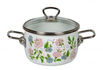 Кастрюля сф. "Букет" (3,0л) 1SC185S белосн.     1/4шт.