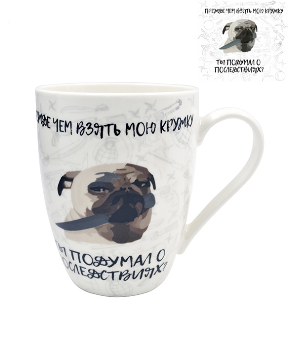 Кружка Lavenir "Мопс" 340 мл к12-4314 фарфор  6/48шт.