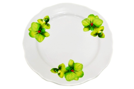Блюдо 300 круглое Орхидея зеленая (03998) вырезной край   5шт.