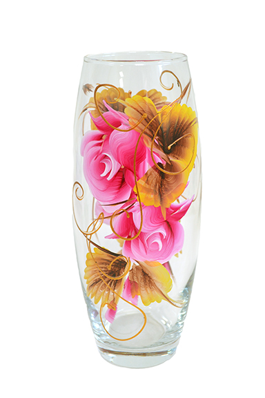 Ваза стекл. Д24-169 (роспись)     1/6шт.