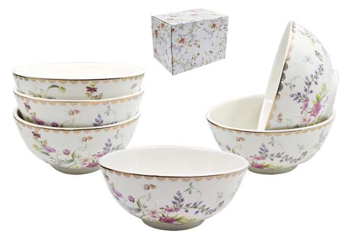 Набор салатников (6 пр.) Lavenir "Аделина" 600 мл, 15 см, 6" 154-214 фарфор     1/8шт.