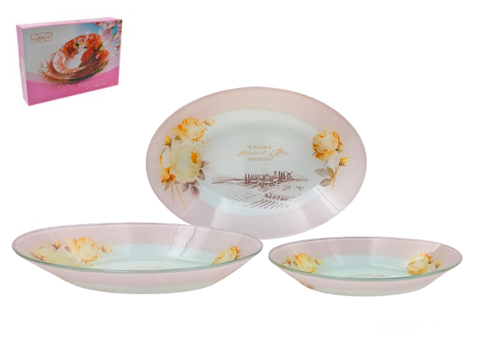 Набор салатников (3пр.) Lavenir 13*19/15,5*22,5/18*25,5 см S4412/3-BB080L стекло    1/8шт.