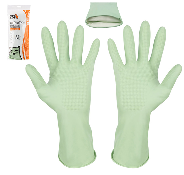 Перчатки латексные повышенной прочности 101279, c хлопковым напылением, размер М         1/20шт.