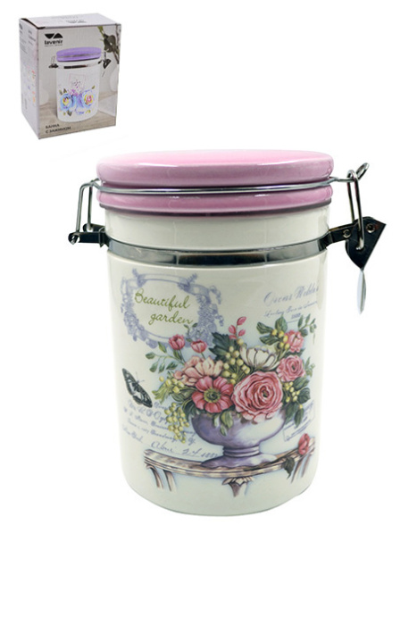 Банка с зажимом Lavenir "Beautiful garden" 825 мл, 10 см HC810-K48 доломит  1/24шт.