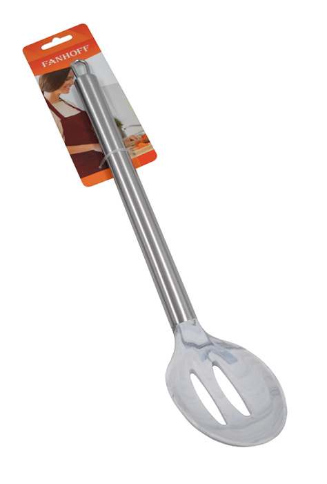 Ложка с прорезями Fanhoff "Steel & Marble" 33*6 см, 110242 силикон, сталь         1/144шт.