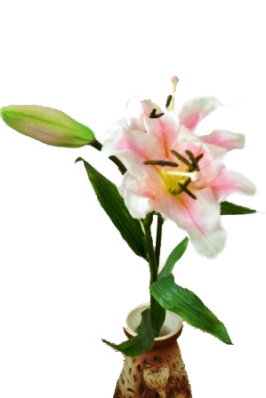 Цветок "Лилия" 9115-5 (розовая) Р-5 (с эф. натур. лепестков) (33012)  1/96шт.