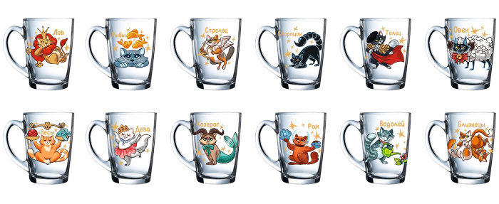 Кружка для чая 1334 Кошачий гороскоп 20шт.