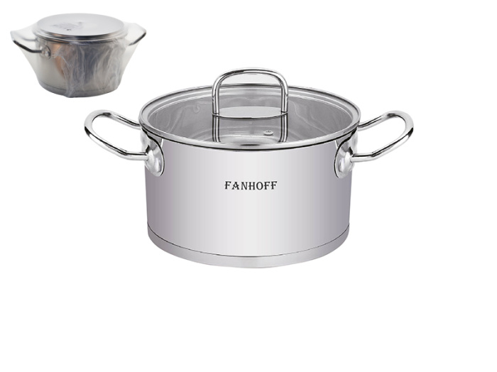 Кастрюля Fanhoff "Karen" 2,7 л, 19,5*11 см FH-441-19 нержавеющая сталь      1/10шт.