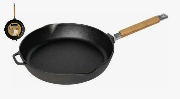 Сковорода (26см) 0226 с дерев. ручкой и 2 сливами ("Гардарика") 1/8шт.