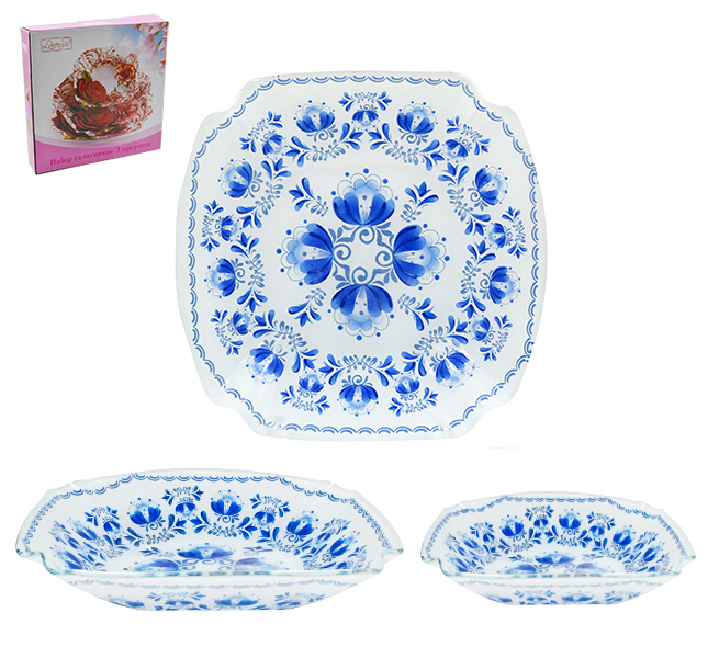Набор салатников (3пр.) Lavenir 15*15/20*20/23*23 см, S3720/3-Z314 стекло   1/12шт.