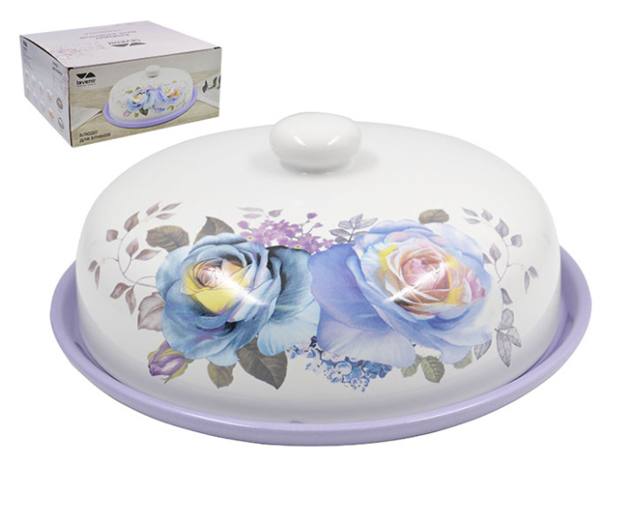 Блюдо для блинов Lavenir "Сиреневый букет" 23 см HC620-P85 доломит    1/12шт.