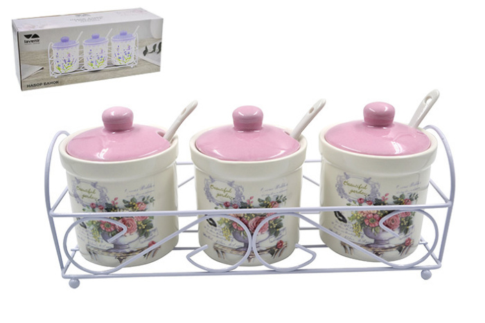Набор банок (3 пр.) Lavenir "Beautiful garden" 240 мл, 8 см HC520-K48 доломит    1/16шт.