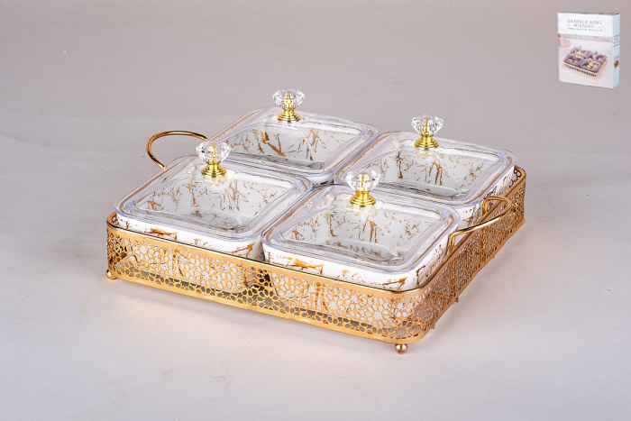 Менажница 4-х секц. на подставке 19*19 см 8935 1/24шт.