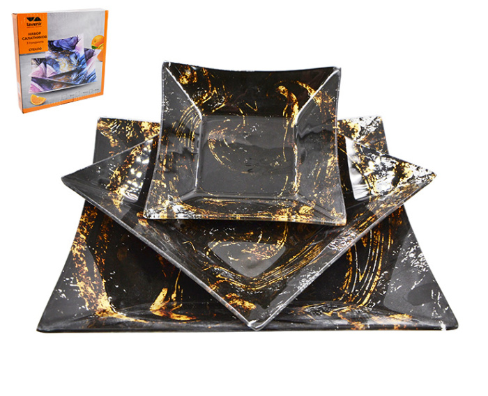 Набор салатников (3пр.) Lavenir 15*15/19,5*19,5/25*25 см, S3120Q/3-DD336 стекло    1/8шт.