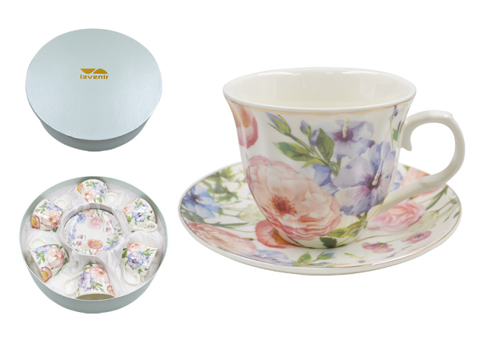 Набор в круглой коробке (12 пр.) Lavenir 220 мл, 13,5 см, C03-145 12G фарфор     1/8шт.