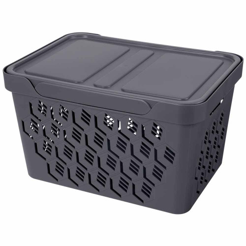 Ящик универсальный "Делюкс" B3205911 (18л) серый с кр. 1/8шт.