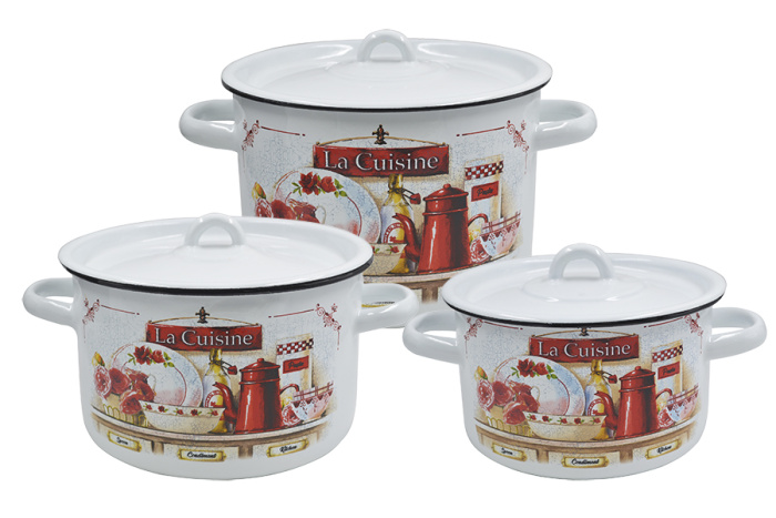 Набор кастрюль (3пр.) "Ретро" 1с33 №33 белосн.     1шт.