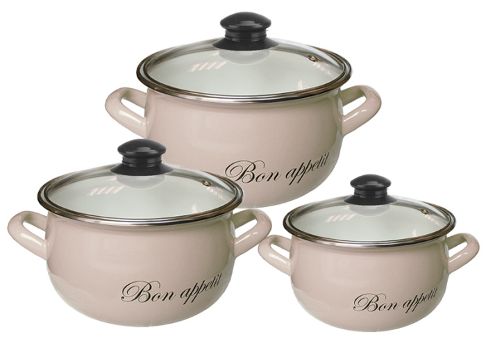 Набор кастрюль (3пр.) "Пинки" 2234К   1/2шт.