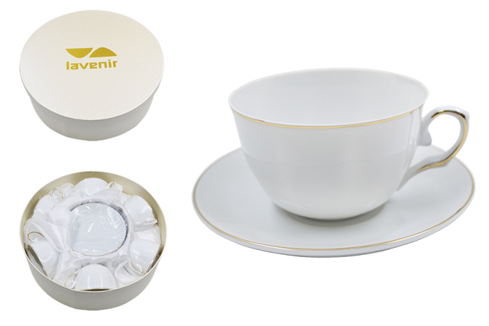 Набор в круглой коробке (12 пр.) Lavenir "Элит" 250 мл, 14 см 100-221 фарфор     1/8шт.