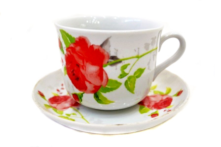 Чайная пара 450 Красные цветы (06568) "Ностальгия" 1шт.