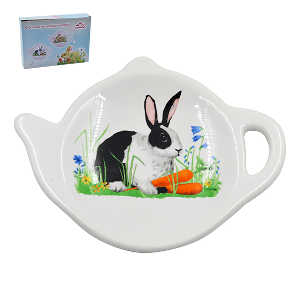 Подставка для чайного пакетика "Кролик с морковкой 2" ZFC090-46    1/240шт.