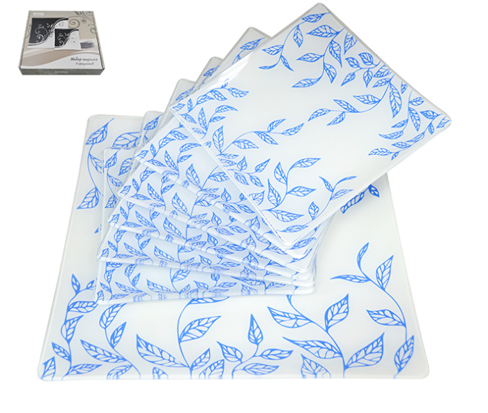 Набор тарелок (7пр.) "Листья" 94304 (2-х цв.)            1/5шт.