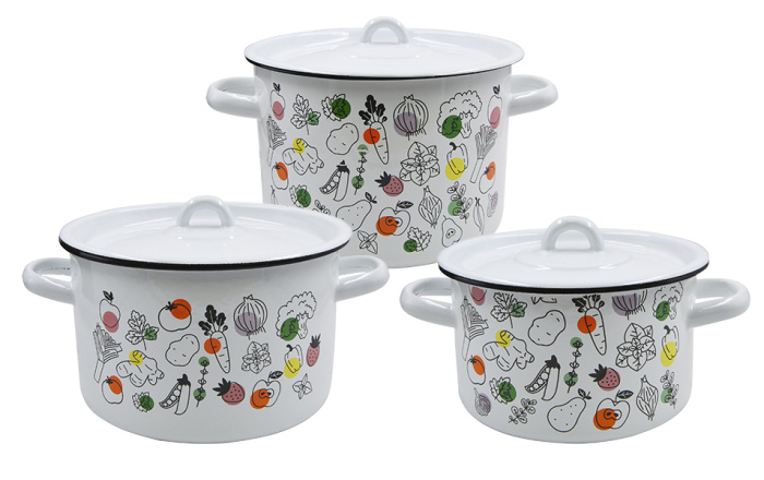 Набор кастрюль (3пр.) "Овощи микс" 1с33 №33 белосн. 1/20шт.