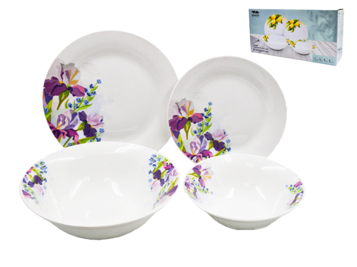 Столовый набор (19 пр.) Lavenir "Ирисы" 600/1200 мл, 19/22,5 см, 7,5"/9"/7"/9" 19-7943 фарфор 1/2шт.