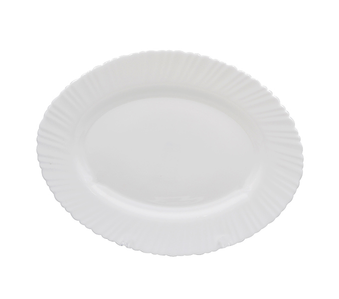 Блюдо Lavenir HoReCa "Wave light" 35*27,5 см, 14" LXYP-140 WHITE стеклокерамика   2/24шт.