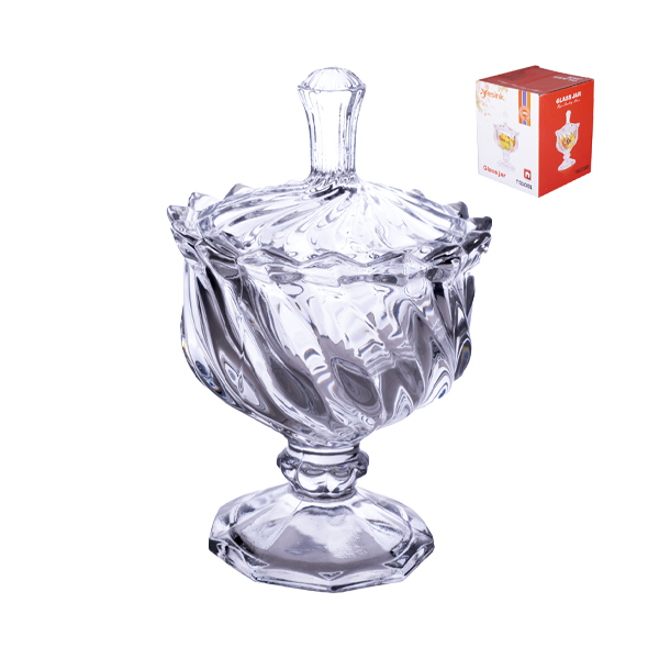 Ваза сервировочная на ножке 7941 с крышкой (9.5х15х6.5см) 1/36шт.