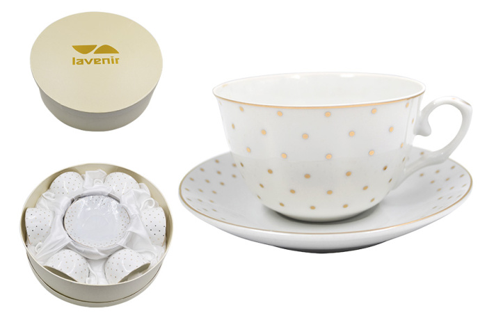 Набор в круглой коробке (12 пр.) Lavenir серия "Праздничная" 250 мл, 14 см, 440-221 фарфор    1/8шт.