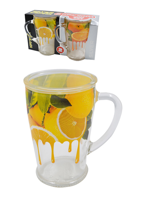 Набор кружек (2шт.) П-77-300-ЕЧ (300мл) "Фрукты круговые"     1/12шт.
