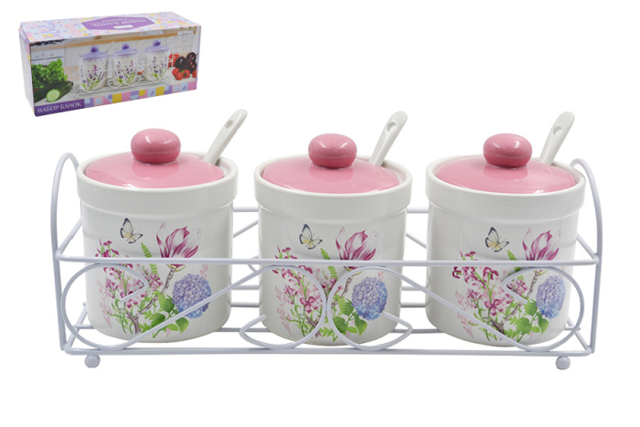 Набор банок (3 пр.) Lavenir "Бабочка" 240 мл, 8 см HC520-K04 доломит     1/16шт.