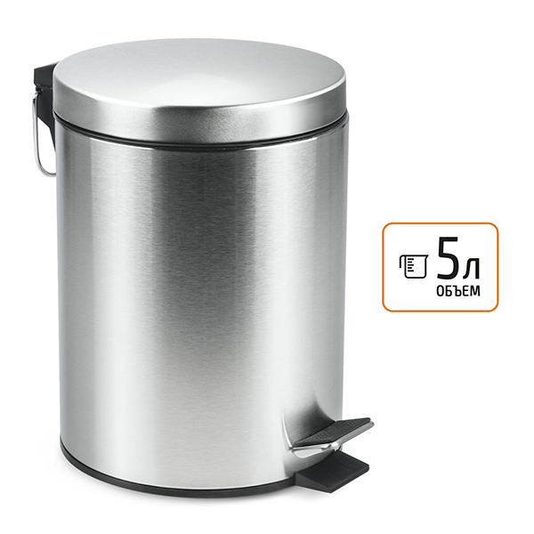 Ведро для мусора круглое DBM-01-5 (5 л) 310430 нержавеющая сталь  1/6шт.