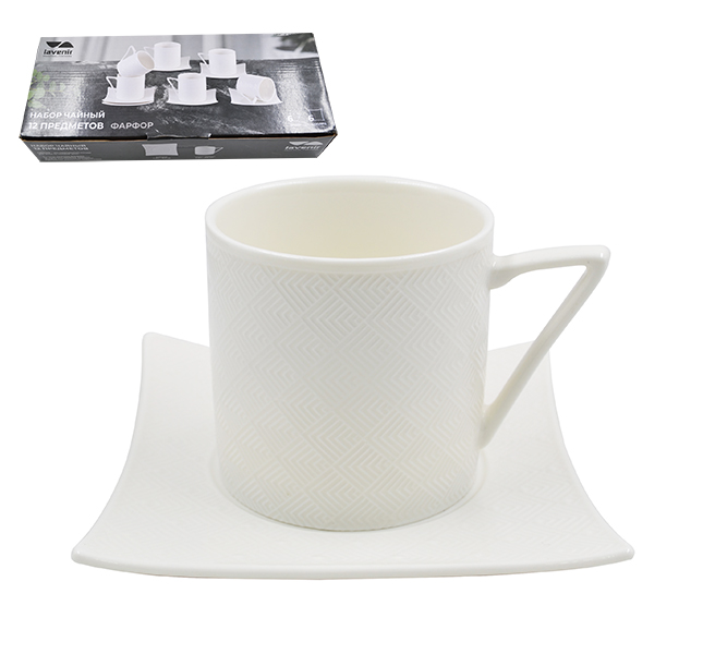 Набор в коробке (12 пр.) Lavenir "Пломбир" 220 мл, 13 см, 143-066 фарфор 1/8шт.
