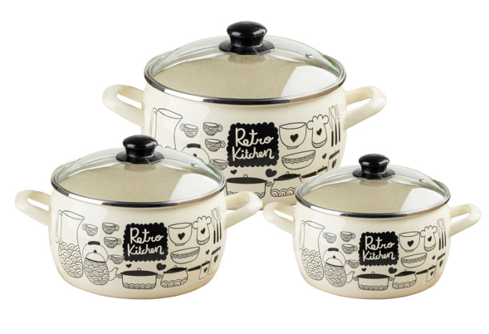 Набор посуды (3пр.) "Ретро" 385566  (2,4л,3,3л,5,7л)     1шт.