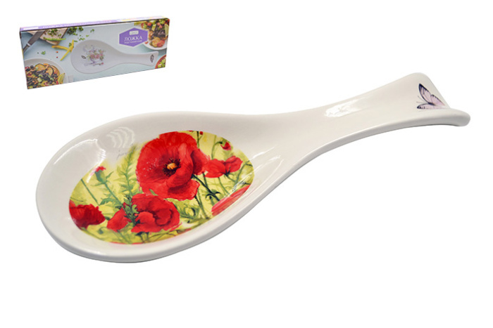 Ложка подстановочная Lavenir "Маки" 25*9 см HC170-M12 доломит     1/72шт.