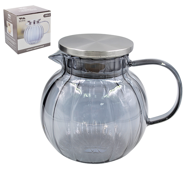 Чайник заварочный Lavenir 1350 мл, 4095-1350SGR стекло, пластик, нержавеющая сталь        1/24шт.
